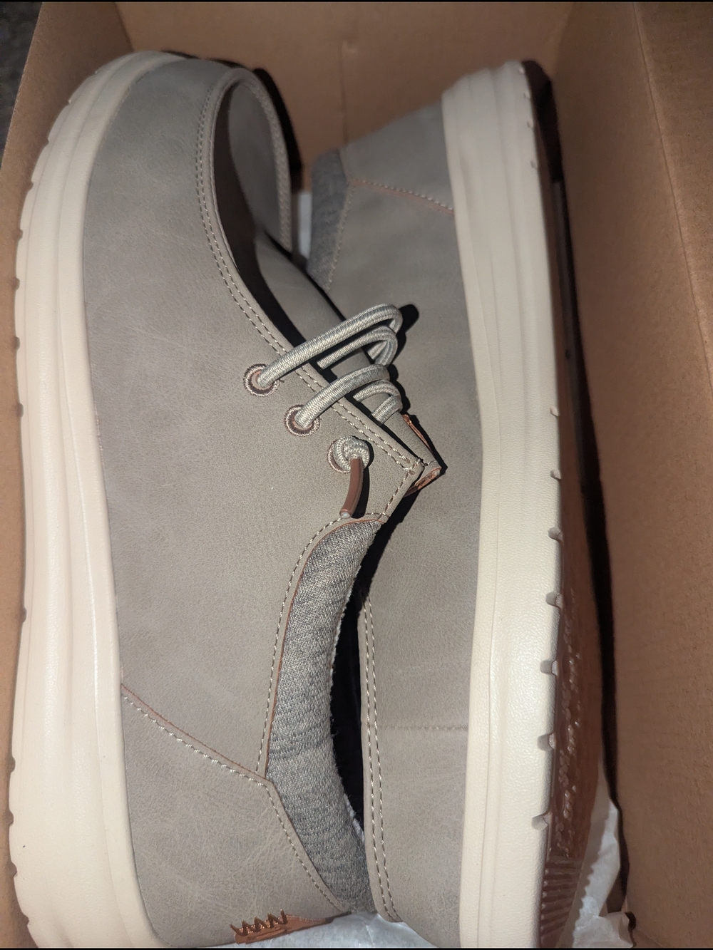 Hey Dude Men's Gray Lace-Up Sneakers with White Sole
